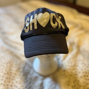 Stylish Black Hat with silver Heart Accent